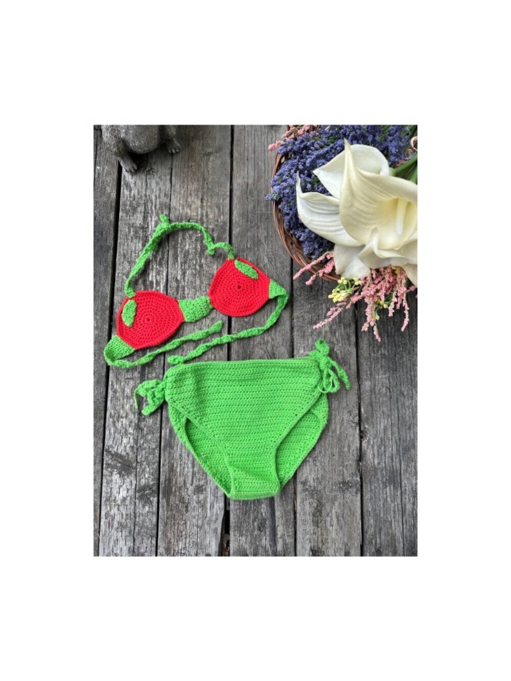 Handmade 60s Crotchet Bikini INFANT/CHILD Watermelon Red Green Beach Summer